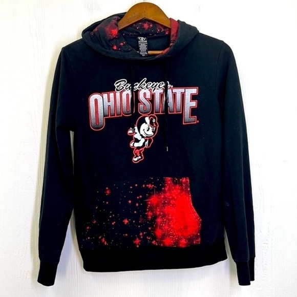 Recycled Karma - Ohio State Buckeyes Brutus Black And Red Graphic Hoodie Small - Picture 8 of 11